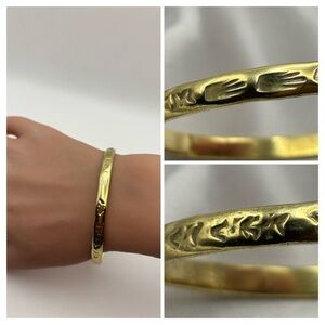 Vintage Mexico 925 Sterling Silver Gold Vermeil Bangle Bracelet